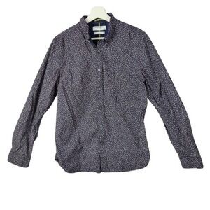 Denim & Flower Floral Print Button Down‎ Shirt Slim Fit Casual Office Men Size M